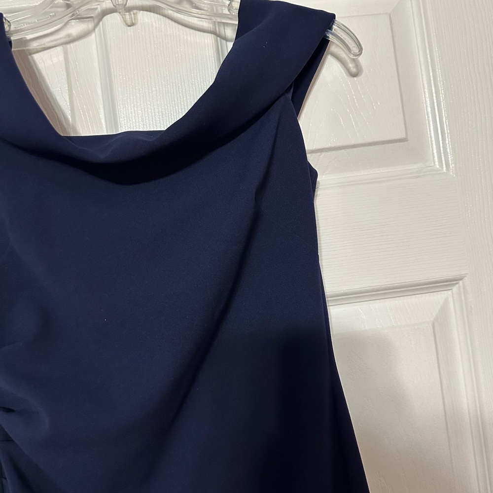 Vince Camuto Off Shoulder Crepe Flounced Cocktail Dress - Picture 5 of 15